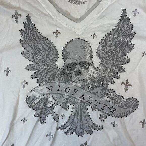 Y2k white express skullgraphic t shirt - Picture 2 of 5